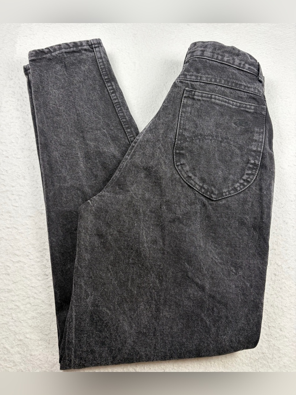 Vintage Chic High‎ Waisted Mom Jeans Faded Black Acid Wash Tapered Leg